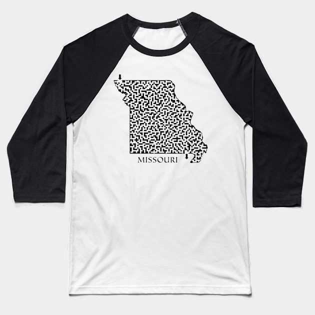 State of Missouri Maze Baseball T-Shirt by gorff